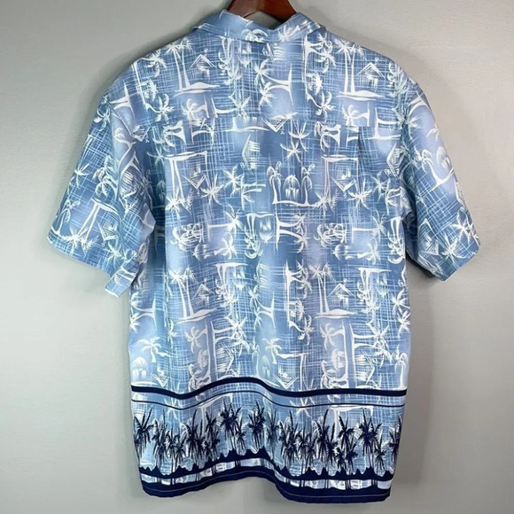 VINTAGE Y2K Men’s Blue Tropical Print Hawaiian Shirt 725 Short Sleeve Size M - Picture 6 of 11